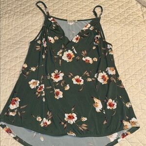 Beacon Dark Green Floral V-Neck Spaghetti Strap Cami